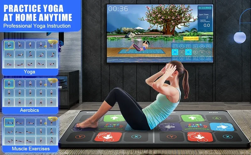 Dance Mat Game for TV/PC Family Sports Video Game Anti-slip Music Fitness Carpet Wireless Double Controller Folding Dancing Pad