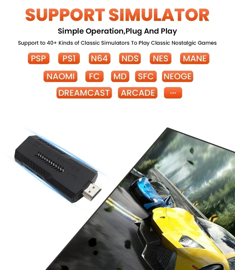X2 Plus Game Stick 4K HD 2 4G Retro Video Game Console Wireless Controller TV Emulator PS1 N64 DC 256G Games