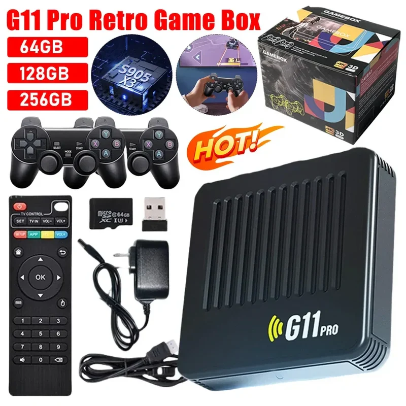 G11 Pro Game Box Video Game Console Built in 10000+ Retro Games with 2.4G Wireless Gamepad 4K HDMI-Compatible Game Stick TV BOX