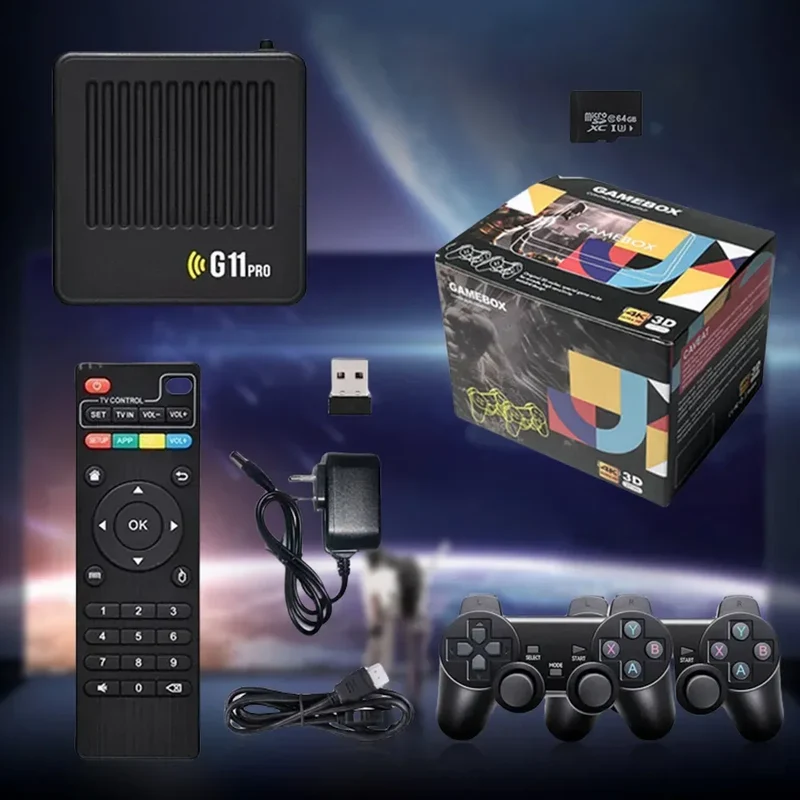 G11 Pro Game Box Video Game Console Built in 10000+ Retro Games with 2.4G Wireless Gamepad 4K HDMI-Compatible Game Stick TV BOX