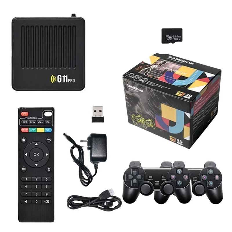 G11 Pro Video Game Box Built in 10000+ Retro Games HD Video Game Console Ultra Low Latency with 2.4G Wireless Dual Controllers