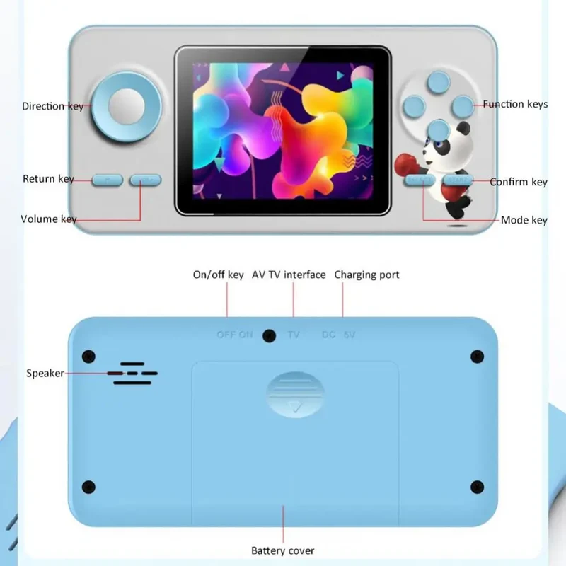 Mini Game Machine Funny Long Battery Life Macaron Color Large Screen Retro Video Game Console for Home