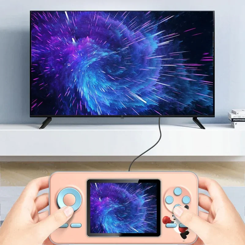 Mini Game Machine Funny Long Battery Life Macaron Color Large Screen Retro Video Game Console for Home