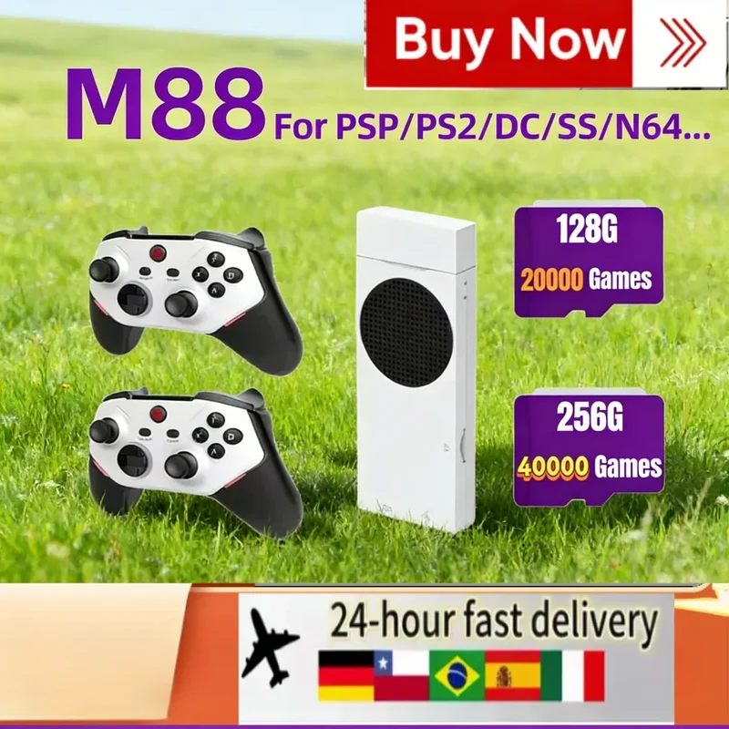 M88 Game Console Stick 128G Supports 30+ Emulators 20000 Games Portable 4K 60 Simulators Wireless Controller 3D TV Support PS2