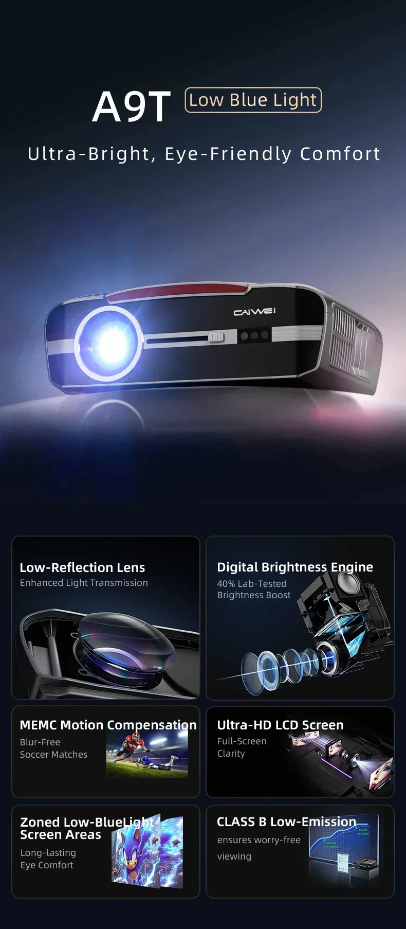 Smart 2K 4K Full HD 1080P Portable Projector Auto Focus Android WiFi Home Cinema Outdoor Game Video Beam Karaoke Projector