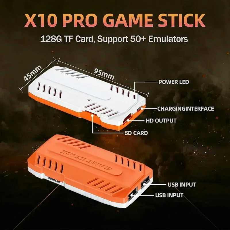 2026 New X10 PRO GameStick 128G 4K Video Game Console 3D Games Built-In 50K Games 40+ Emulators Retro Games Dual 2.4G Controller