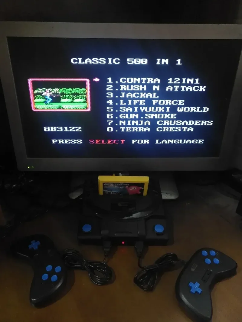8bit FH-008 Retro AV output TV Video Game Console for FC Games with 2 Gamepads Built-in 88 Games support yellow game cartridge