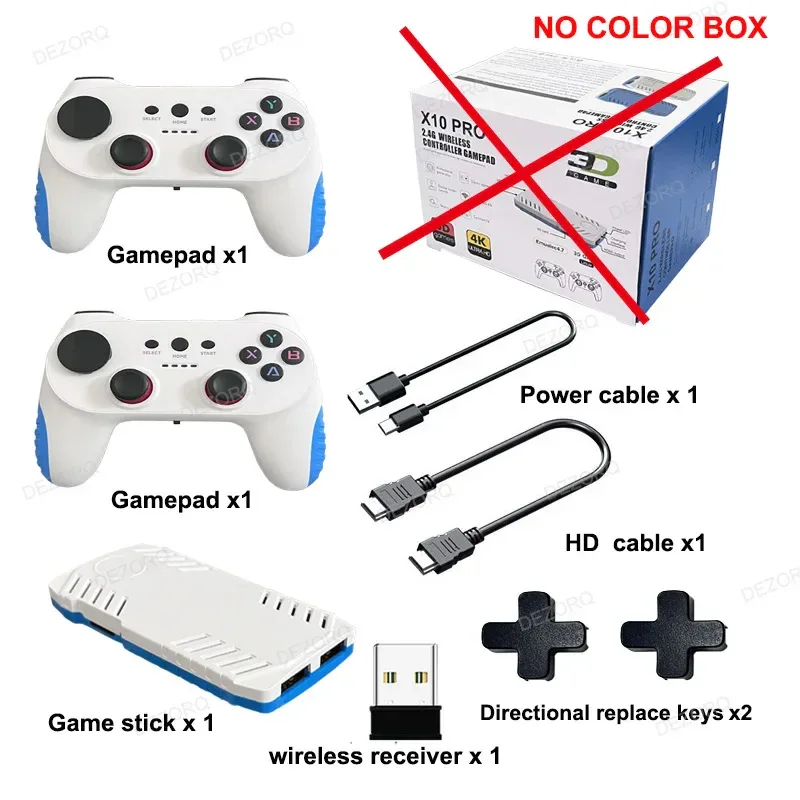 New TV Game Console 128G Built In 50000 Retro Games 50 Emulators Videojuegos Consola Dual Wireless Gamepad X10 Pro Game Stick 4K