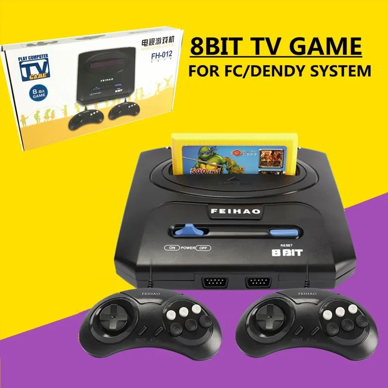 FH-012 Retro TV Video Game Console For 8bit for FC/Dendy Games with Two Gamepads support yellow game cartridge