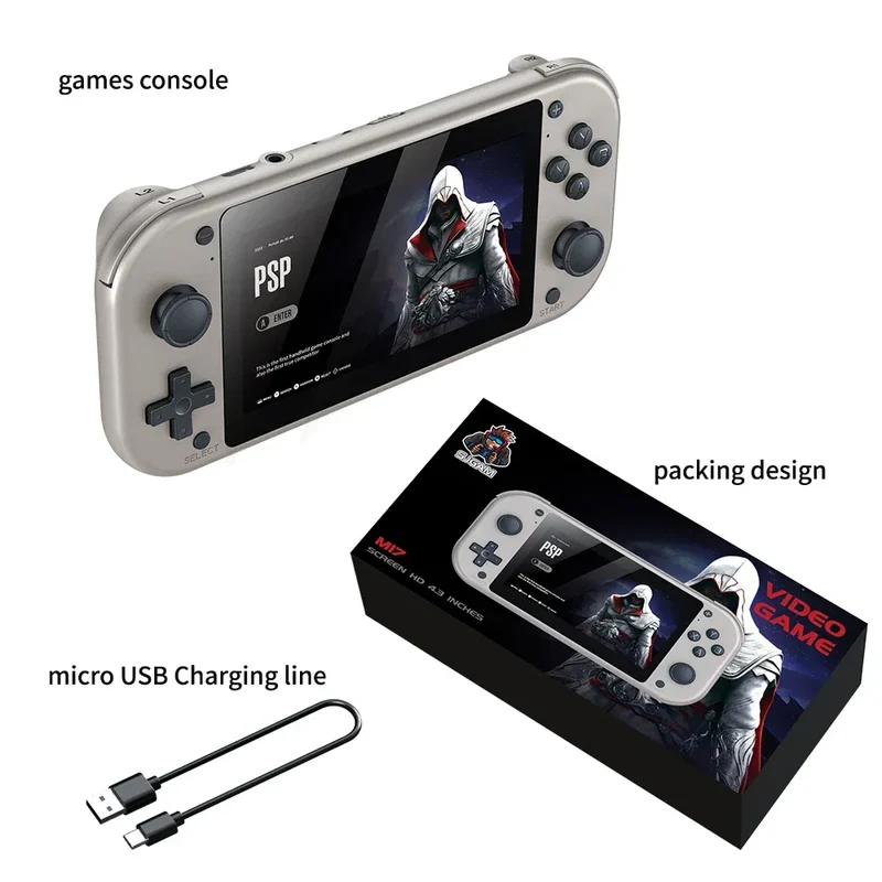 M17 Portable Video Game Console Retro Linux Open Source System 4.3-inch IPS display Portable 64GB pocket video player