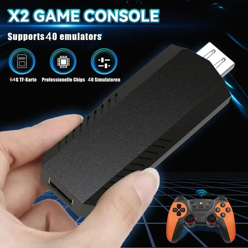 New Game Stick X2 PRO Video Handle Game Console 48 Emulators 64g 128g 40000+ Retro Games 4K HD Game Stick Home 2 Players Gifts