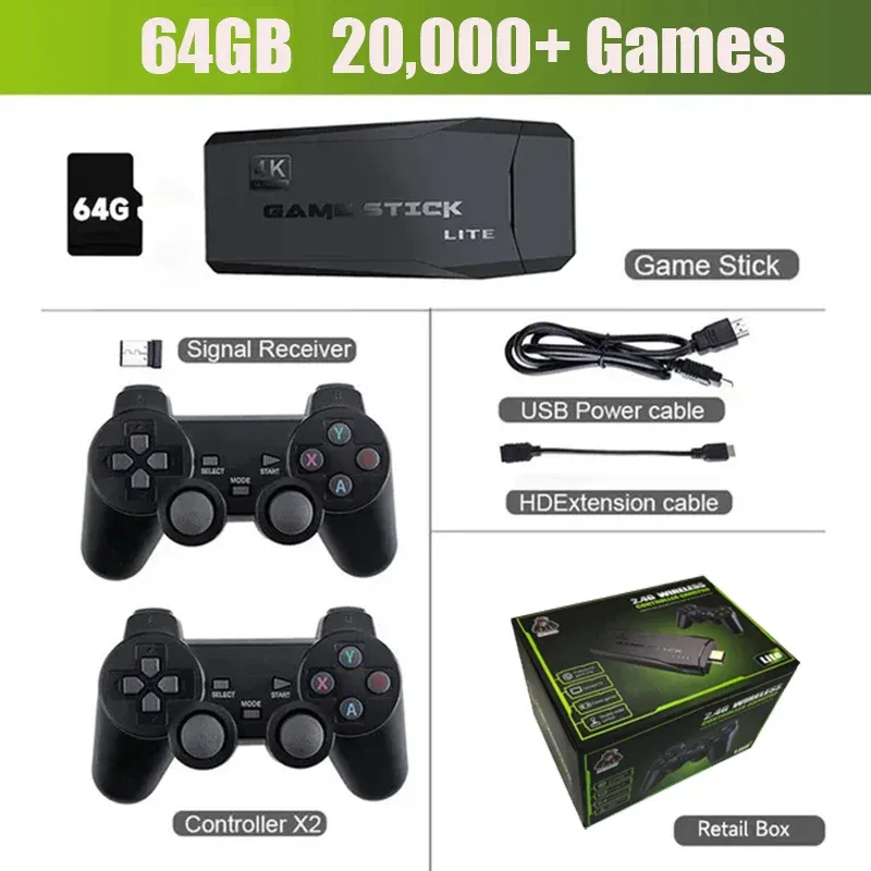 New M8 Video Game Console 2.4G Double Wireless Controller Game Stick 4K 20000 Games 64 Retro Games for Children's Christmas gift