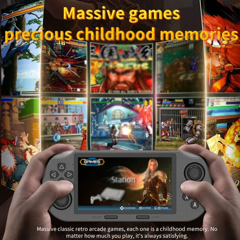SF3000 handheld game console with a 4.5-inch large screen, supporting e-books, MP4， Music function, built-in 20000+games
