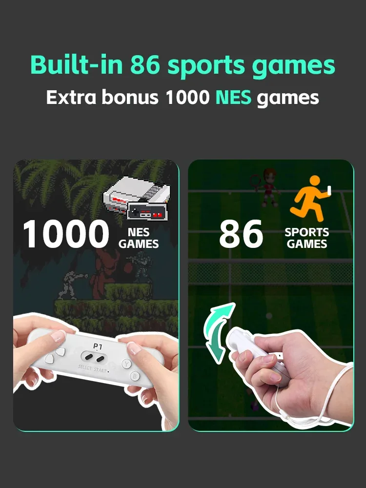 Retro Game With 2.4G Wireless Controller 4k Classic Motion Sensing Game Console Video Game Built in 1000 NES Games