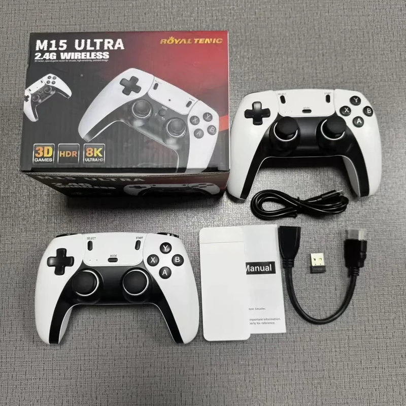 New 4K TV Game Stick M15 ultra 64G 128G Handheld Game Player 2.4G Dual Wireless Controller 50000+ Games Family Game Player
