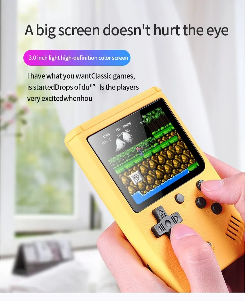Retro Portable Mini Handheld Video Game Console 8 Bit 3.0 Inch Color LCD Kids Color Game Player Built in 500 Games