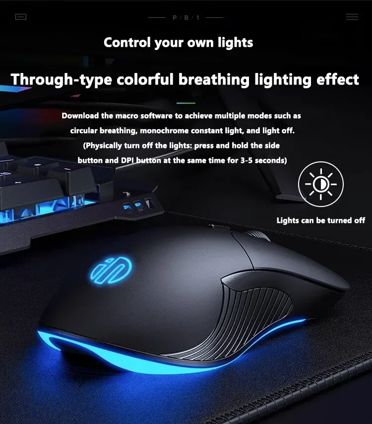 INPHIC B2 USB Wired Mouse Silent Office Gaming Mouse for PC and Laptops