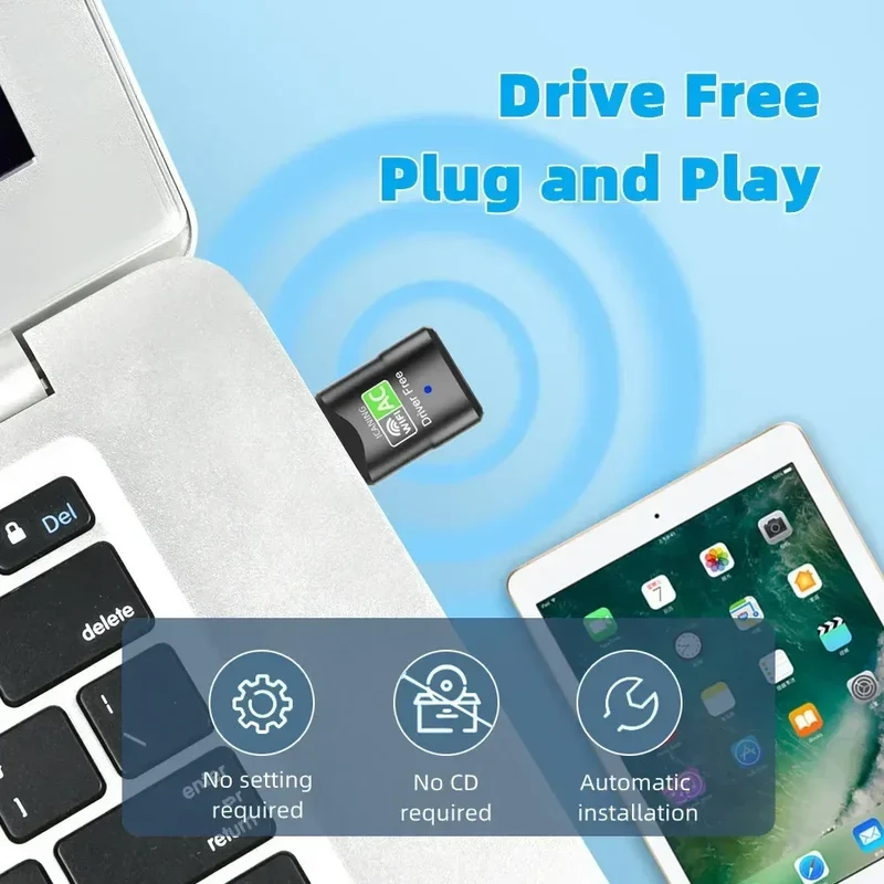 600Mbps Mini USB WiFi Adapter Wireless Network Card Free Driver Dual Band 2.4/5GHz Lan WiFi Dongle For Desktop Computer Laptop