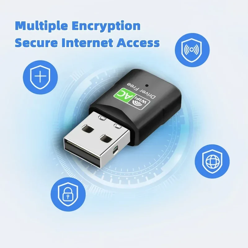 600Mbps Mini USB WiFi Adapter Wireless Network Card Free Driver Dual Band 2.4/5GHz Lan WiFi Dongle For Desktop Computer Laptop