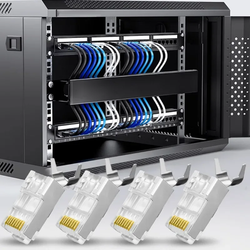50/1PACK Connectors Pass Through Modular Plug CAT6 CAT7 CAT5 Ethernet Cable Shielded Connectors for RJ45 Net Pass Through Plugs