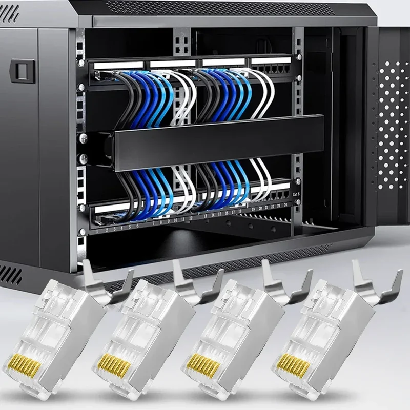 50/1PACK Connectors Pass Through Modular Plug CAT6 CAT7 CAT5 Ethernet Cable Shielded Connectors for RJ45 Net Pass Through Plugs