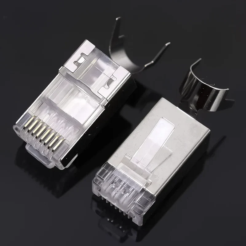 50/1PACK Connectors Pass Through Modular Plug CAT6 CAT7 CAT5 Ethernet Cable Shielded Connectors for RJ45 Net Pass Through Plugs