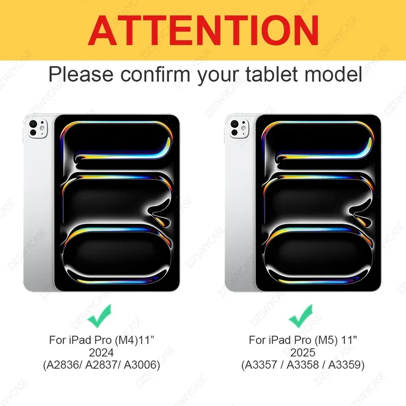 Case for iPad Pro 11 M4 M5 2024 2025, with Pencil Holder, Shockproof Slim Cover with Clear Hard PC Back Shell, Auto Sleep/Wake