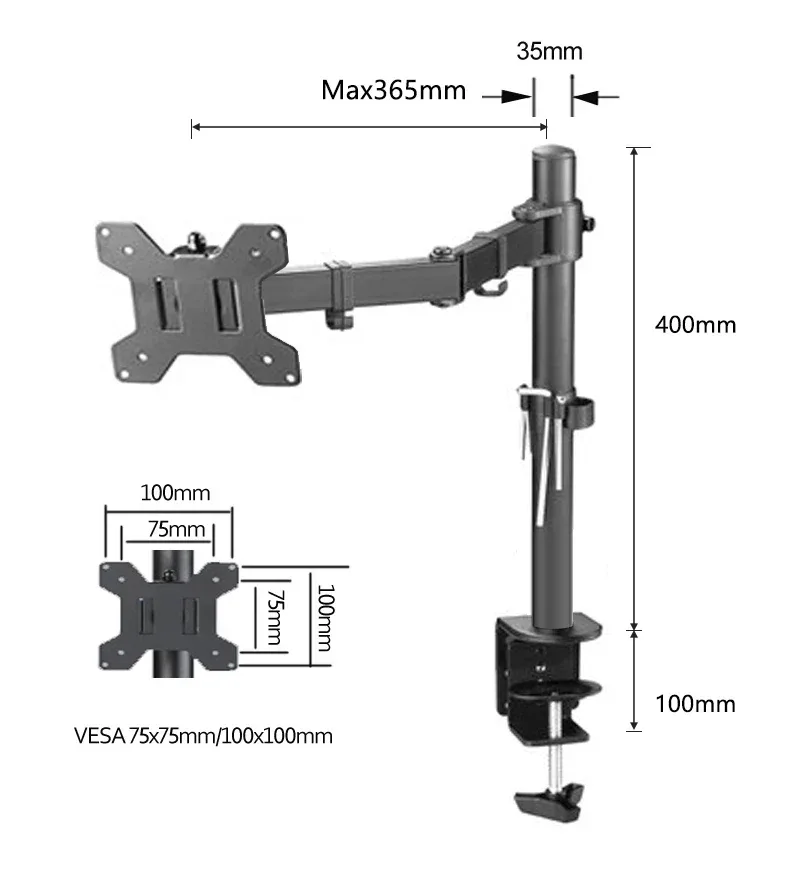 M051 clamp grommet base Full Motion 360 rotate single computer 10"-27" Monitor Holder long arm Monitor Mount Arm 9.9kgs PC stand