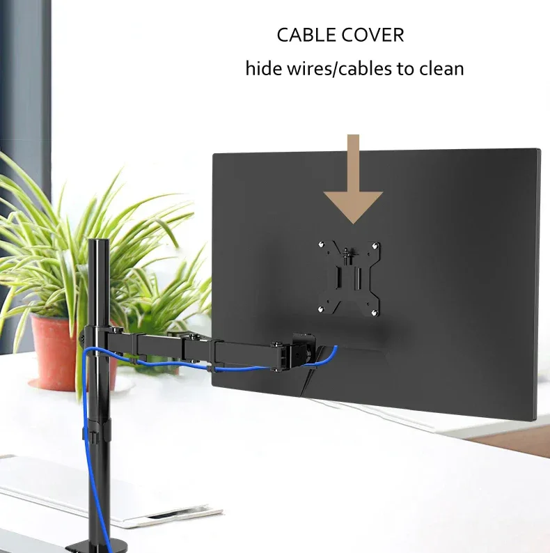 M051 clamp grommet base Full Motion 360 rotate single computer 10"-27" Monitor Holder long arm Monitor Mount Arm 9.9kgs PC stand
