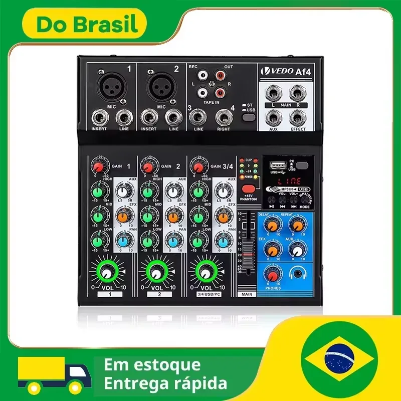 VEDO AF4 Mixer Analog Mixer Merged Digital Sound Card 4 Channels Personalized Function Settings Analog Mixing Console For Live