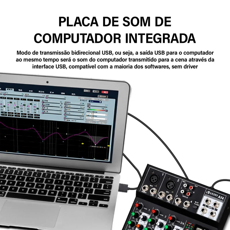 VEDO AF4 Mixer Analog Mixer Merged Digital Sound Card 4 Channels Personalized Function Settings Analog Mixing Console For Live