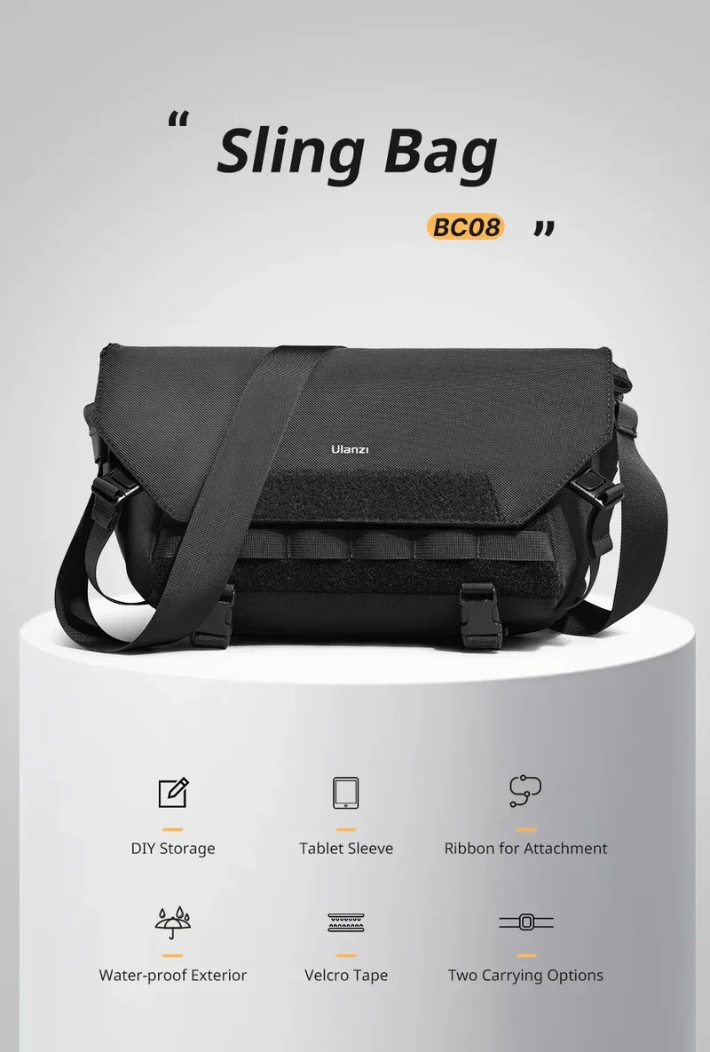 Ulanzi BC08 Sling Bag Photography Shoulder Bag for Tripod Mirrorless Camera Smartphone Tablet Waterproof Bag