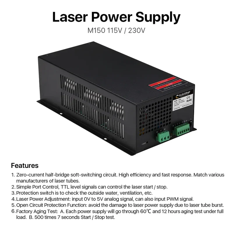 Cloudray 130-150W CO2 Laser Power Supply for CO2 Laser Engraving Cutting Machine M150 Category