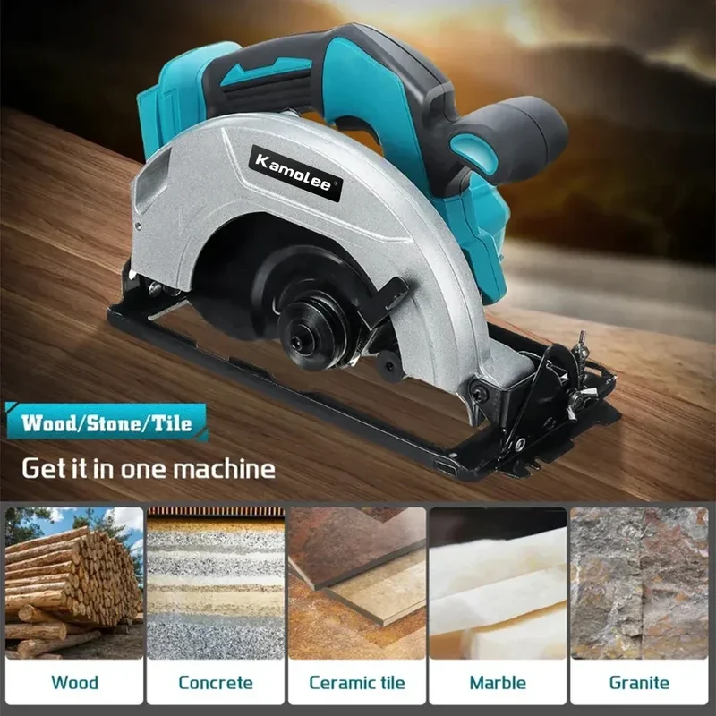 Kamolee 7 inch 21V 6.0Ah 6000mAh Electric Circular Saw for Home DIY Apply to 18V 21V Battery