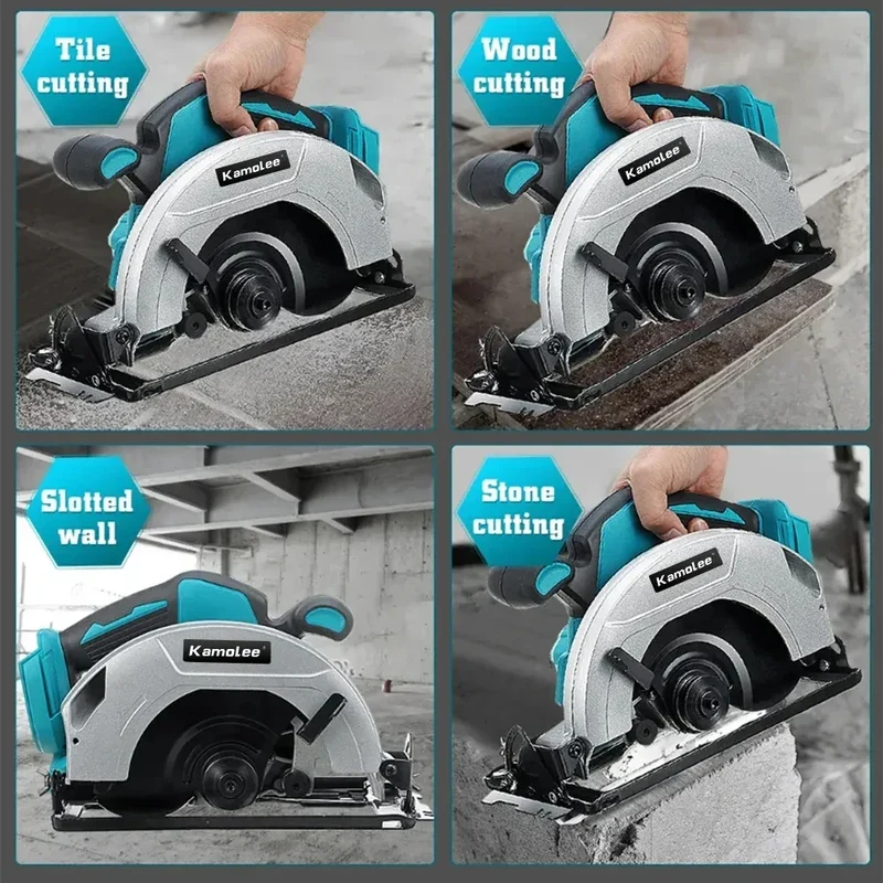 Kamolee 7 inch 21V 6.0Ah 6000mAh Electric Circular Saw for Home DIY Apply to 18V 21V Battery