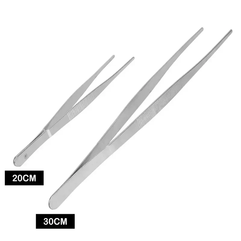 Pince a epiler droite en acier inoxydable, 20CM/30CM, pour la maison, le jardin, la cuisine, le Barbecue, longue pince aliments