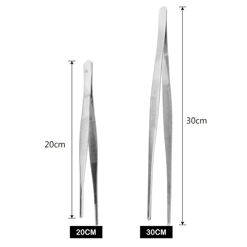 Pince a epiler droite en acier inoxydable, 20CM/30CM, pour la maison, le jardin, la cuisine, le Barbecue, longue pince aliments