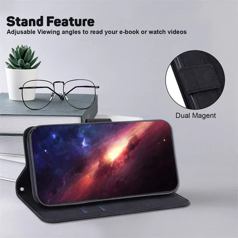 For Xiaomi Redmi 13 Case Solid Color Leather Flip Phone Case for Xaomi Redmi 13 Cover Redmi13 13C 5G Wallet Card Slots Etui