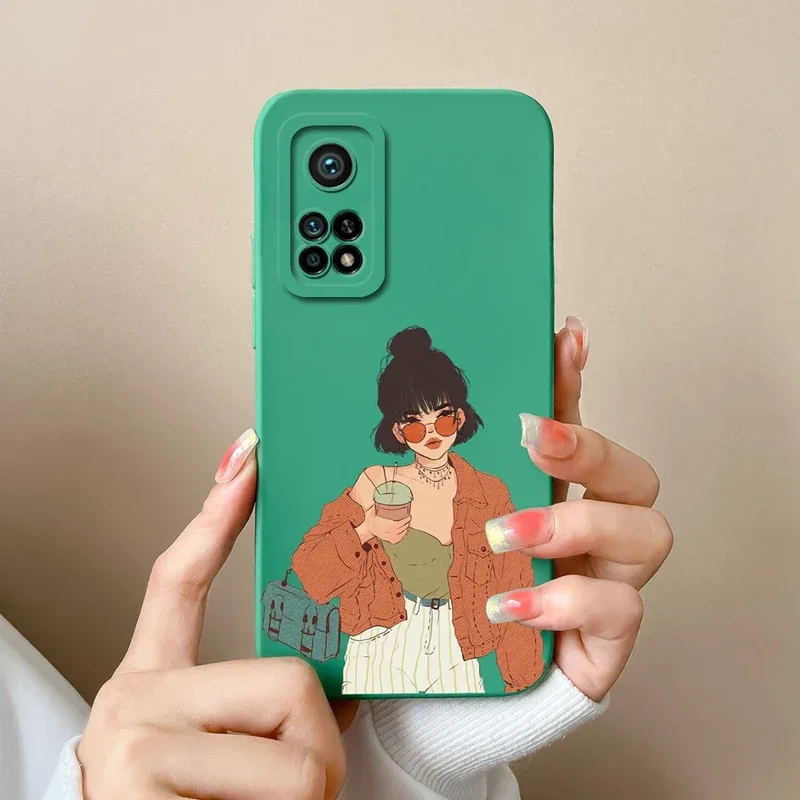 For Xiaomi Mi 10T 5G Phone Case Matte Liquid Silicone Shell For Xiaomi Mi 10T Pro 5G Cute Cat Cartoons Ultrathin Fashion Fundas