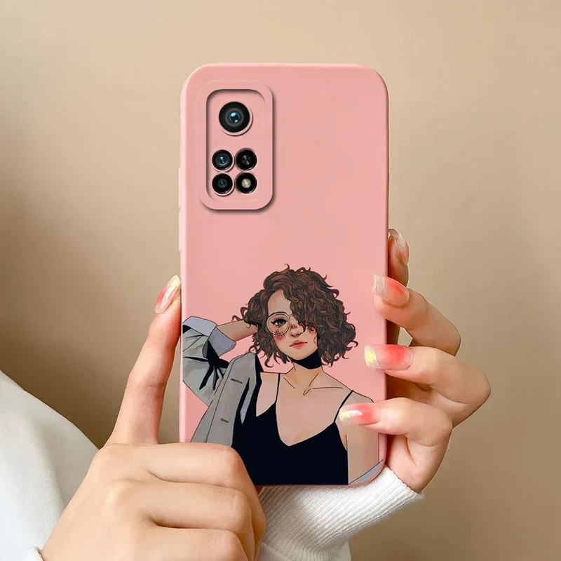 For Xiaomi Mi 10T 5G Phone Case Matte Liquid Silicone Shell For Xiaomi Mi 10T Pro 5G Cute Cat Cartoons Ultrathin Fashion Fundas