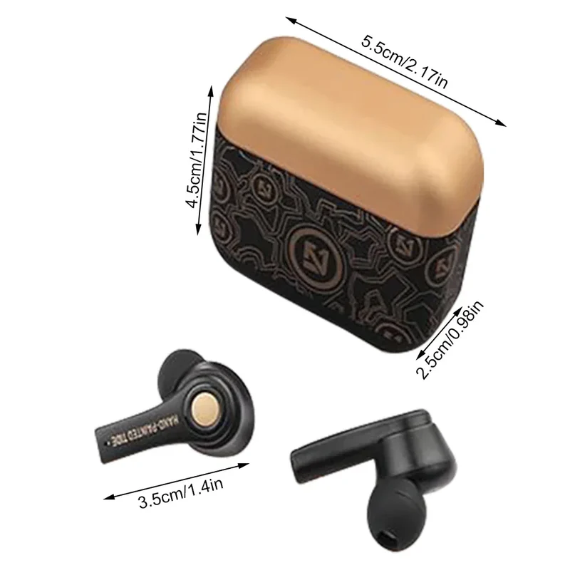 Wireless Headphones Mini Bass Earbuds Waterproof Graffiti Bluetooth-compatible 5 0 Sports Earphones White