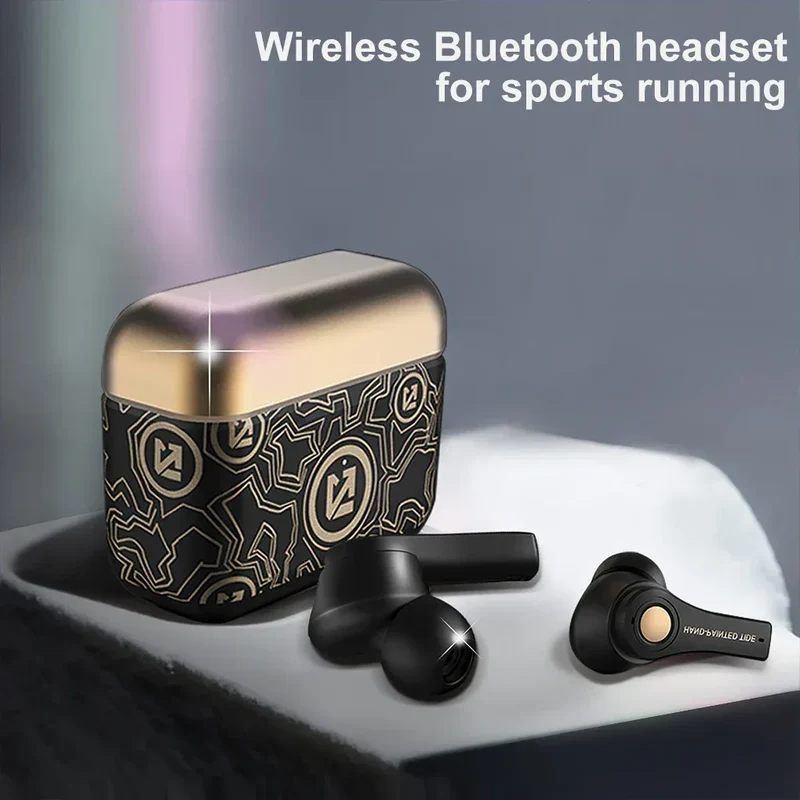 Wireless Headphones Mini Bass Earbuds Waterproof Graffiti Bluetooth-compatible 5 0 Sports Earphones White