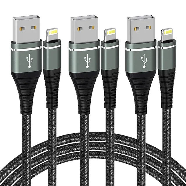 Lightning Cable USB Original Fast Charging Cord for Iphone 14 13 12 11 Pro Max XS X XR 7 8 6 Plus SE Nylon Braided Charger Cord
