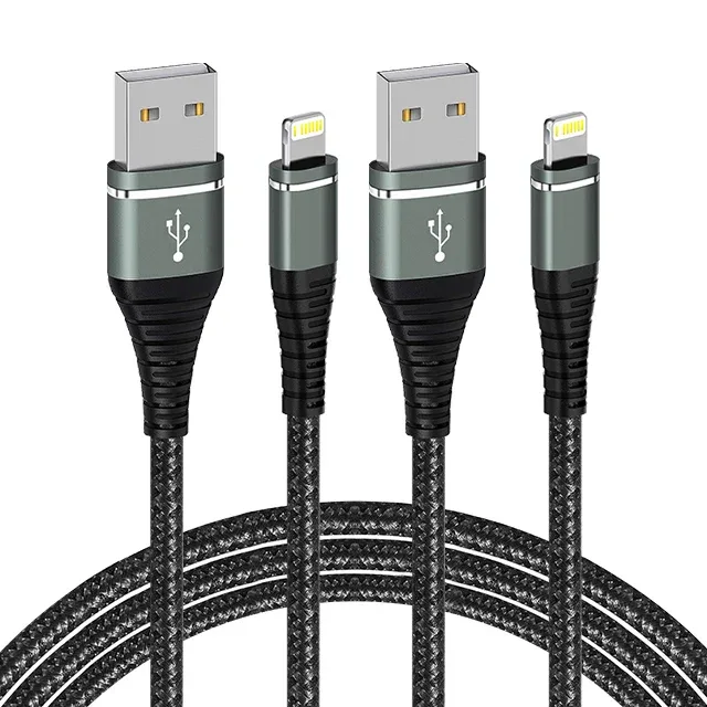 Lightning Cable USB Original Fast Charging Cord for Iphone 14 13 12 11 Pro Max XS X XR 7 8 6 Plus SE Nylon Braided Charger Cord
