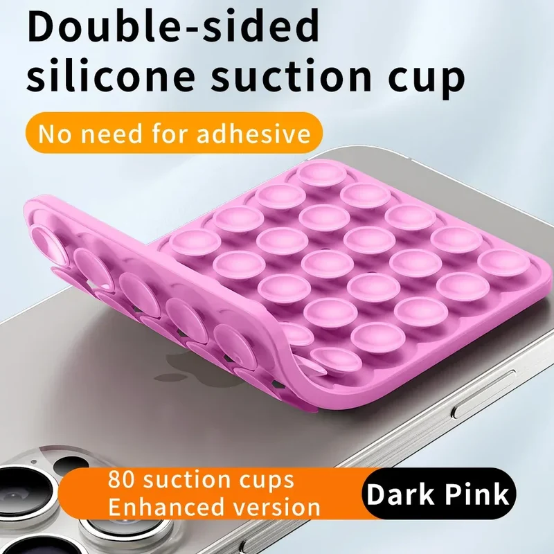 Suction Cup Phone Case Mount Double-Sided,Silicon Sticky Phone Stand for iPhone Android Selfies Hands-Free Strong Grip Holder