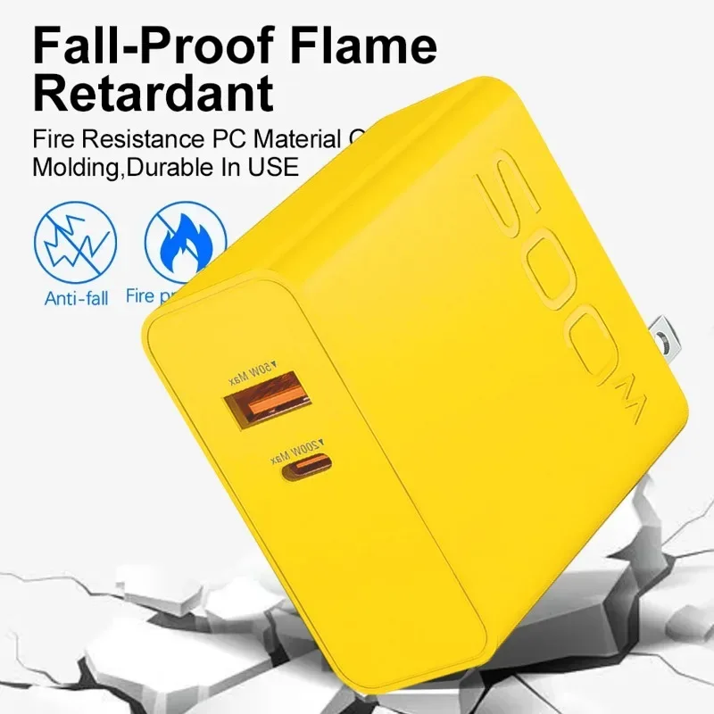 New 200W Ultra Fast Charger USB PD 2-In-1 Type C Fast GaN Phone Charger For Iphone Huawei Samsung Xiaomi Oppo EU US Plug