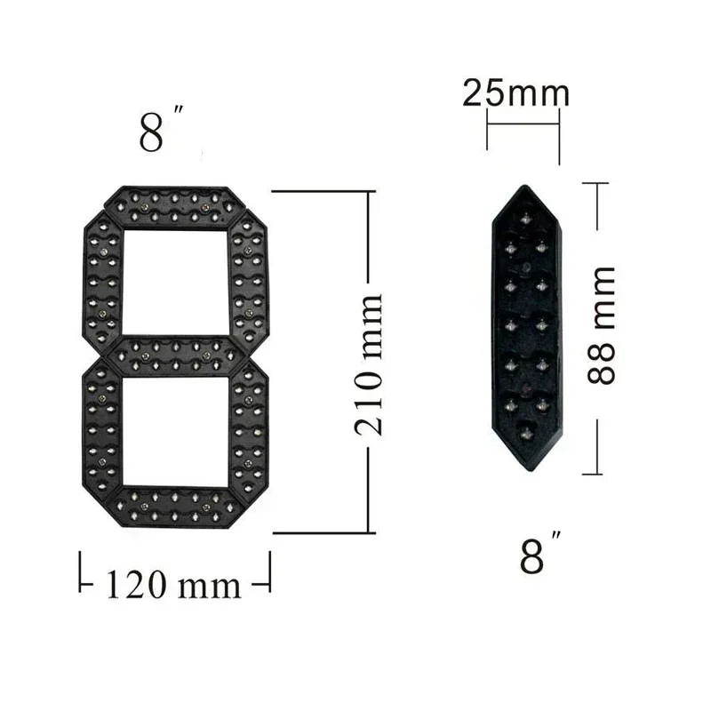 Hot Sale 8 inch Waterproof 7segment Digital Led Module For Price/Time/Temperature/Score Sign