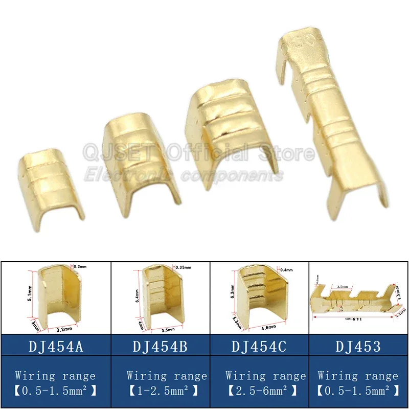 100Pcs DJ454 Wire 0.5-6.0mm² U-shape copper wire crimp terminals Cold pressed connectors Cable lugs for wire splice terminals DJ