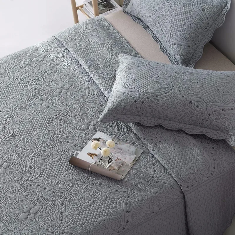 Double-sided Embroidered Cotton Quilted Bedspread, Padded Summer Blanket, Throw Coverlet, Home Coverlet, Bed Cover, Colcha