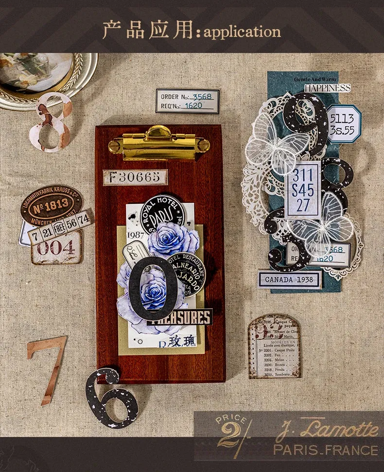 Journal GO 20pcs Creative Hard Card Vintage Numbers Stickers for Photo Frame Scrapbooking Journaling diy Retro Number Sticker